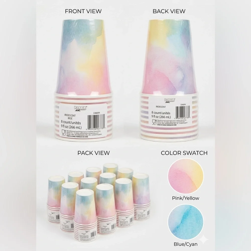 Iridescent Party Cups - Pink and Yellow